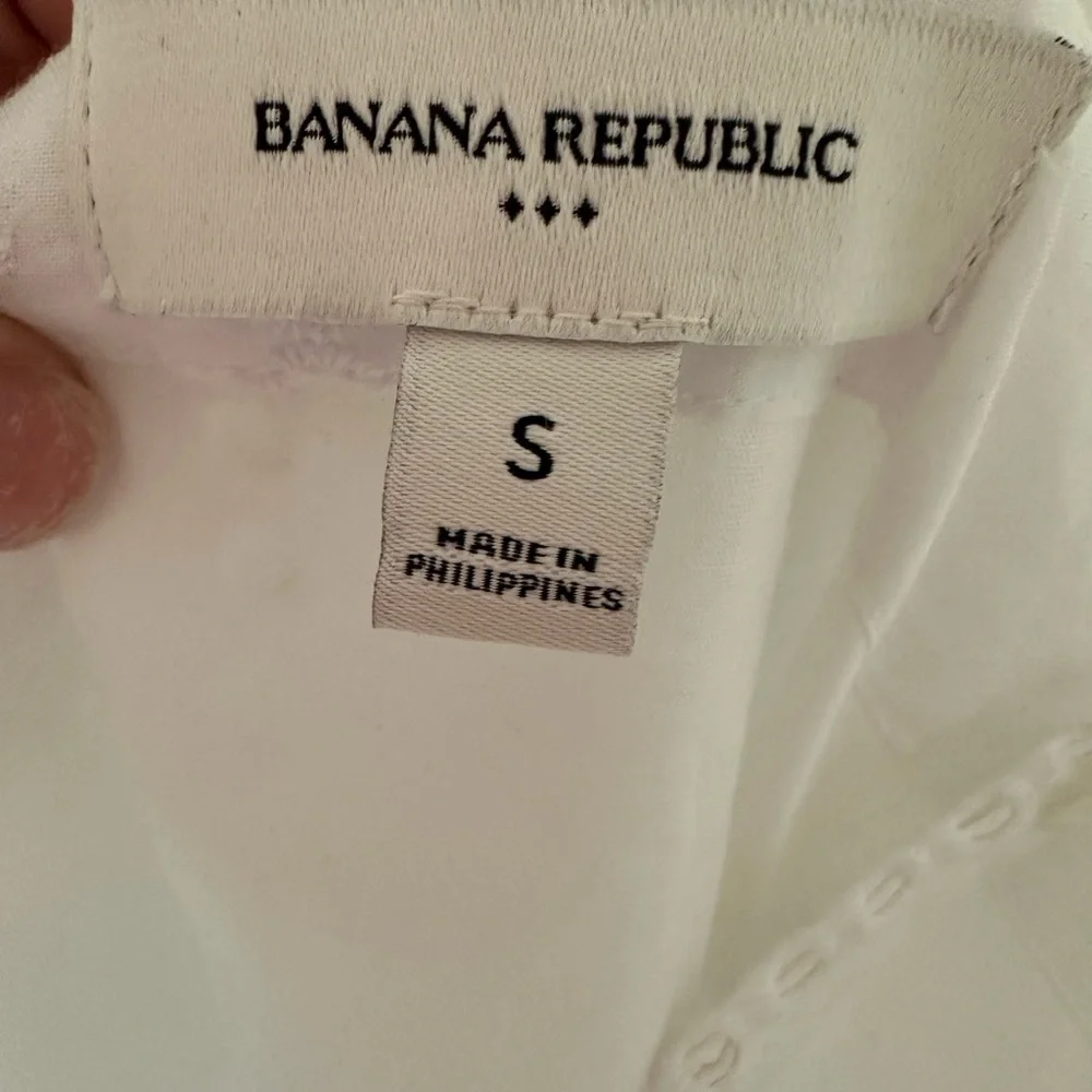 Banana Republic White Eyelet Mini Dress Small | 100% Cotton | Side Zip Summer - Picture 4 of 5